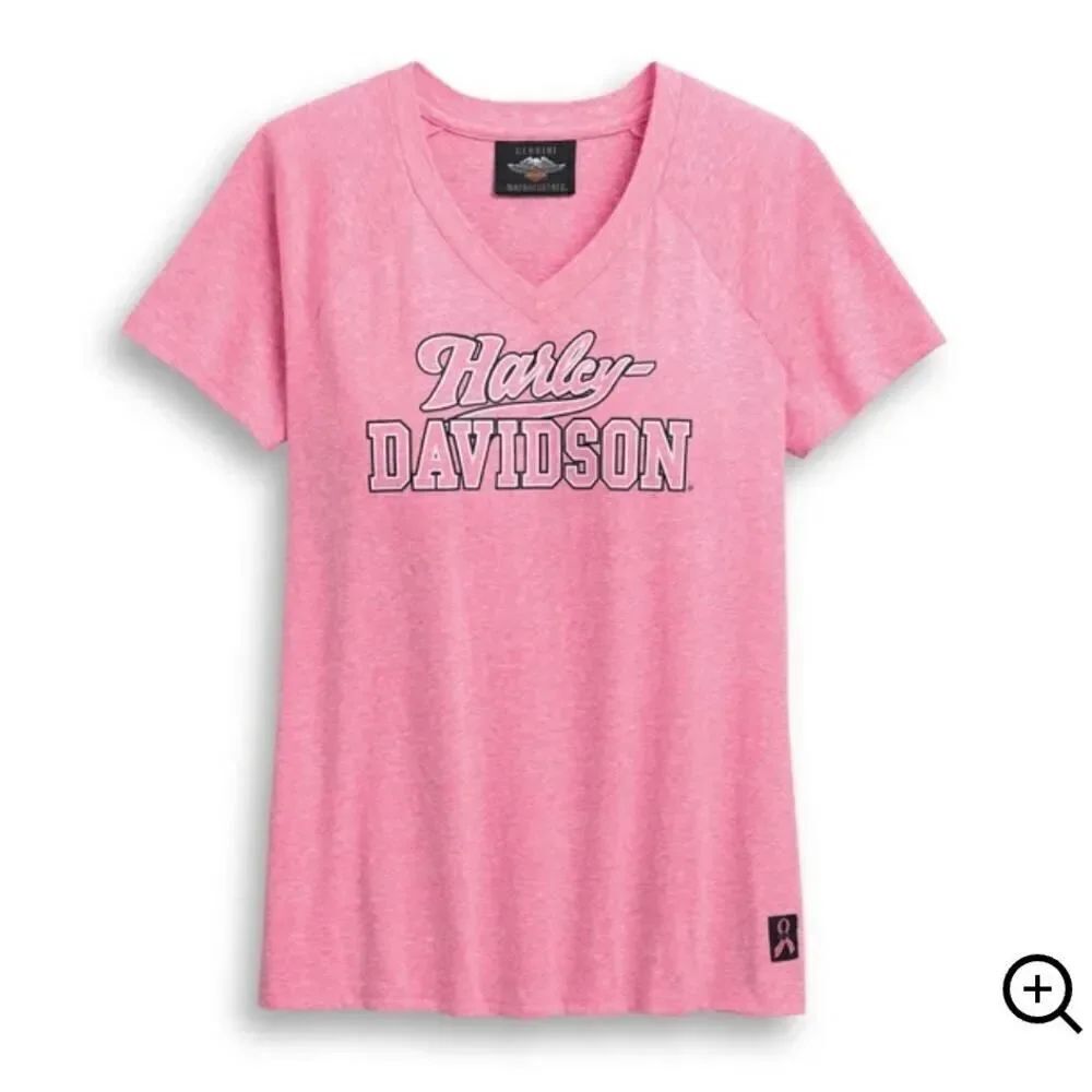 Harley Davidson pink label V-neck logo tee sz M